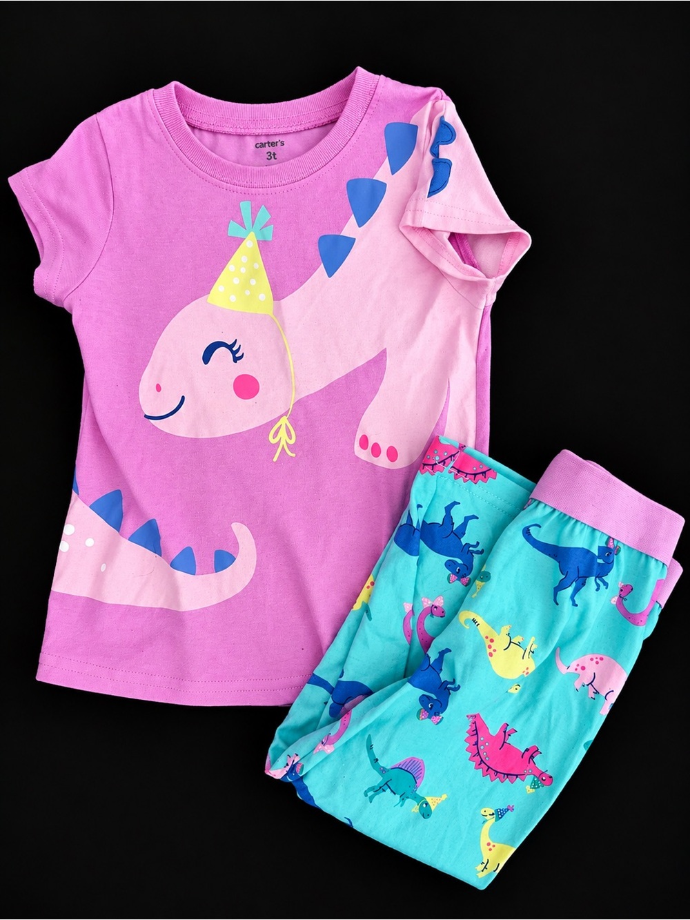 Carter's Purple & Teal Dinosaur Two-Piece Pajama Set